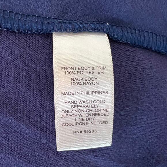 Express Womens Sleeveless Blouse Small Navy Floral Chiffon Front Solid Knit Back - Picture 4 of 4